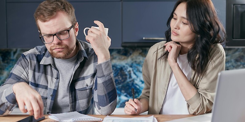 Couple looking at papers